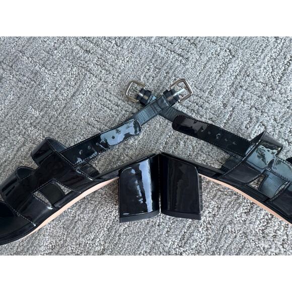 Stuart Weitzman Milanese Black Patent Leather Slingback strap Sandals 8N 8 Heels - Picture 9 of 10